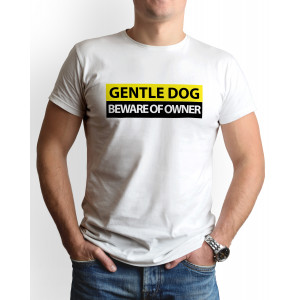 Tricou barbat personalizat, "Gentle dog", bumbac, Oktane, alb